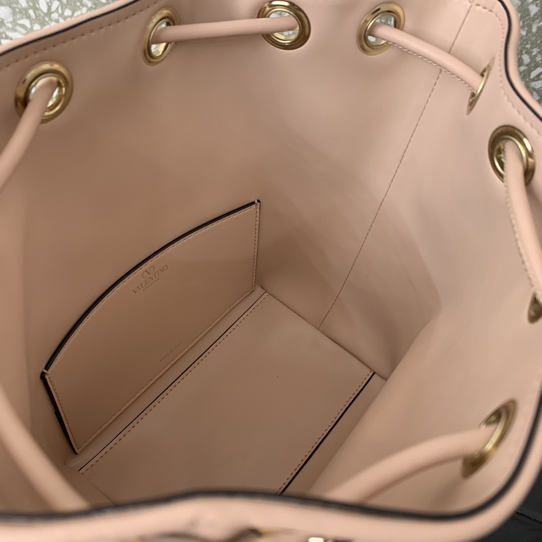 Valentino Garavani Loco Bucket Bag in Nude Pink Calfskin Leather